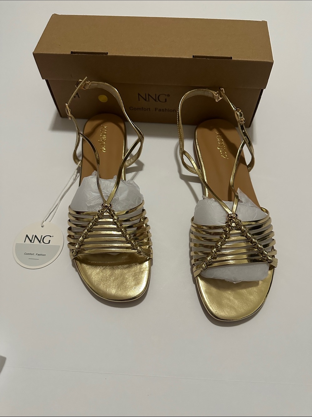 Women's Metallic Gold Strappy Sandals